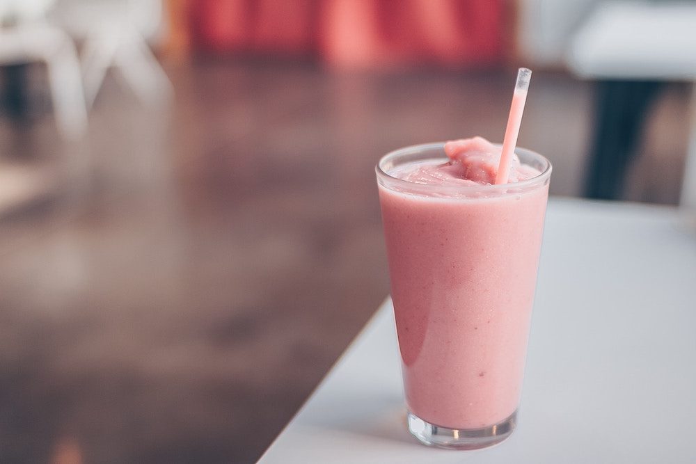 A pink fruit smoothie