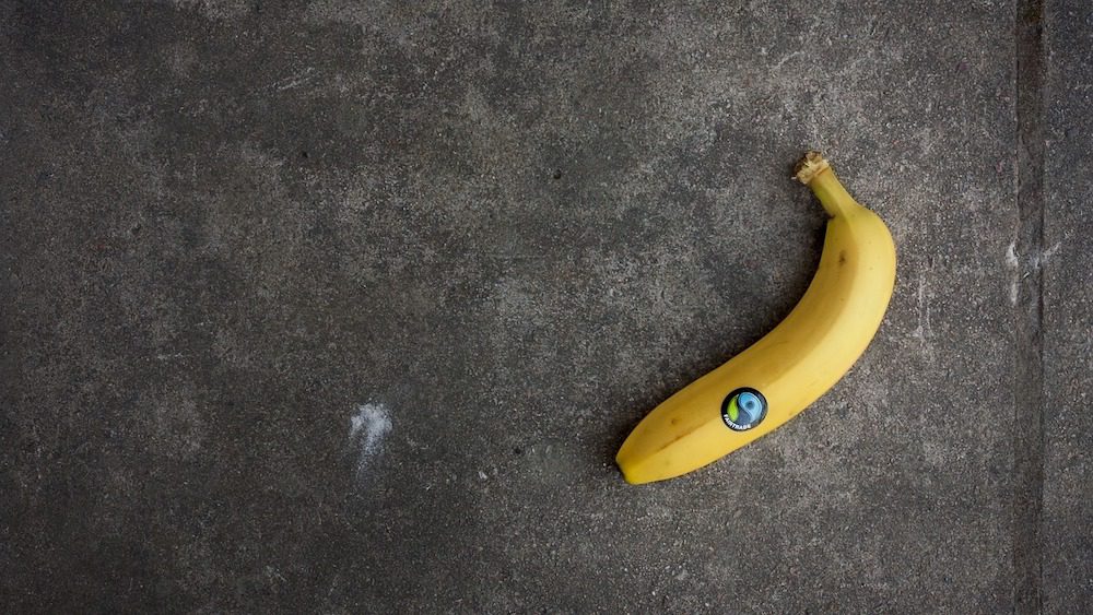 A banana with a Fairtrade sticker on it