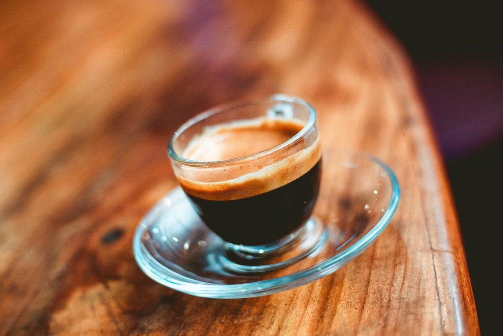 A glass cup of espresso 