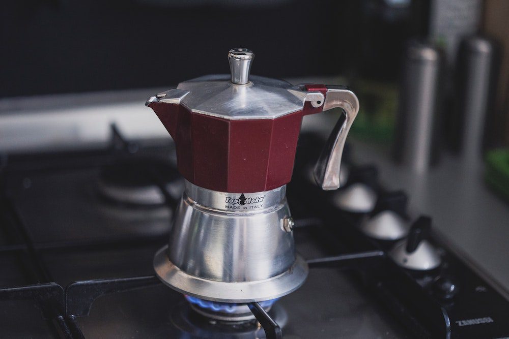Moka coffee pot on a stove