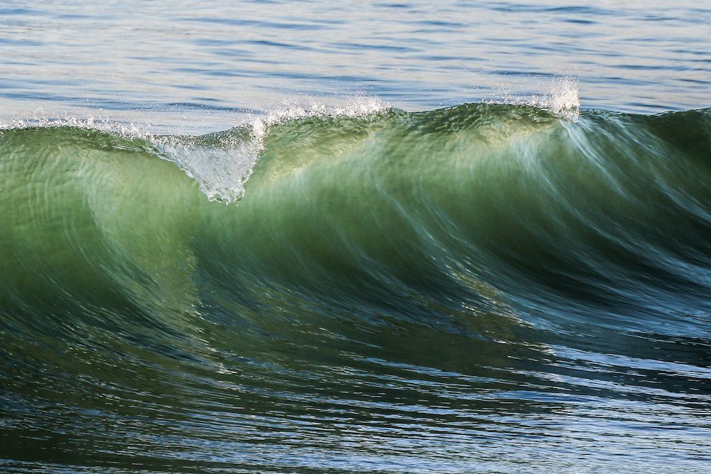 A wave breaking in a clean sea