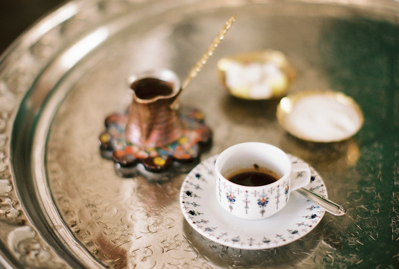 A Turkish coffee cup and pot
