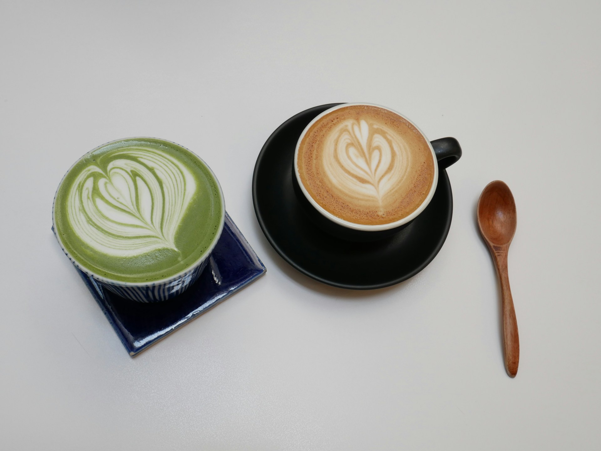 A cup of matcha and coffee