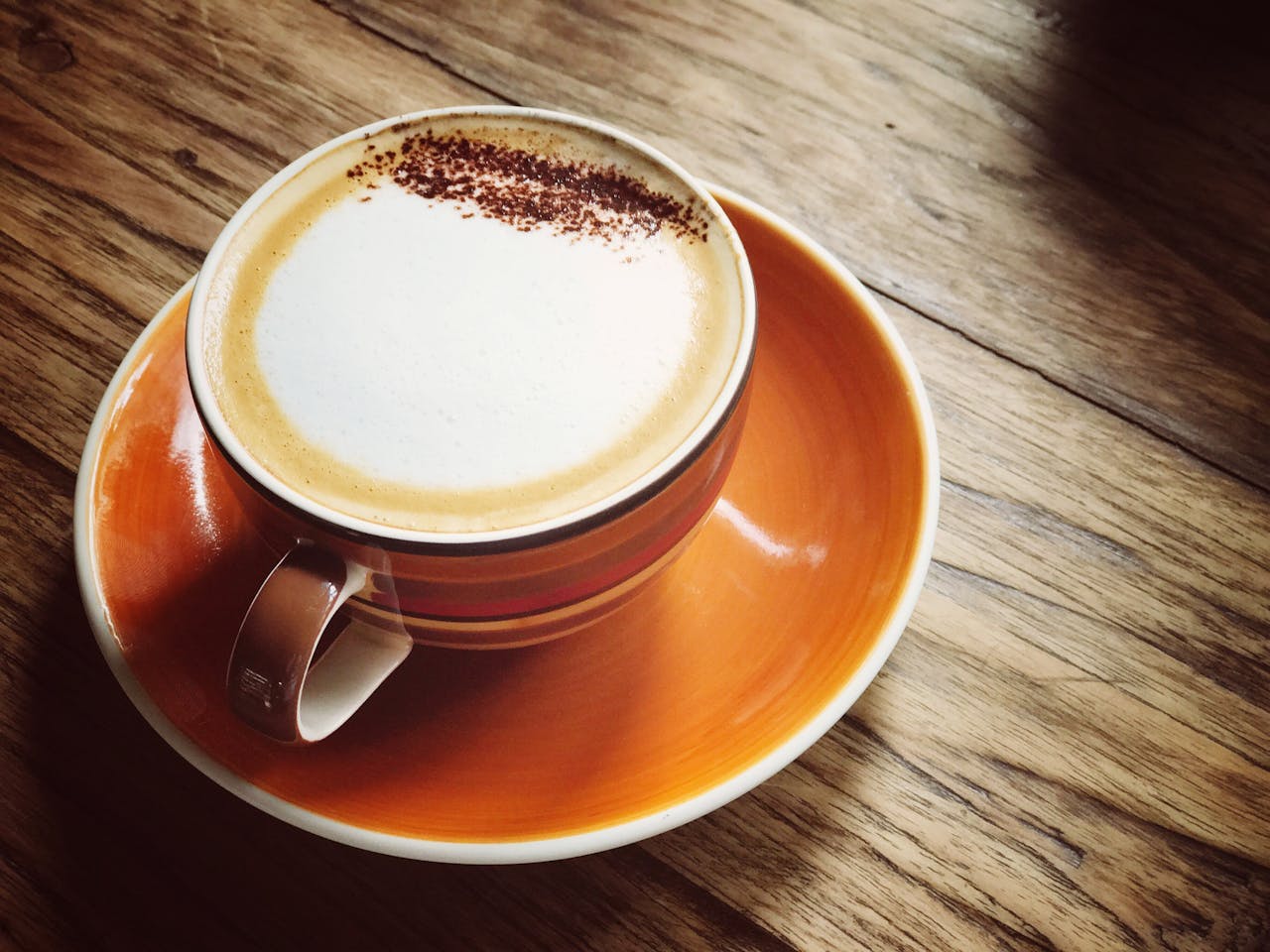 A cappuccino with chocolate sprinkles